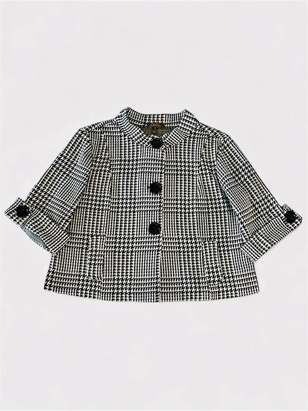 Y2K Vintage Jessica Houndstooth Plaid Cropped Jacket Size 12 Made in Canada - Picture 3 of 13